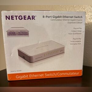NETGEAR GS208 8-Port Gigabit Ethernet Switch | High-Speed Network Hub | NEW